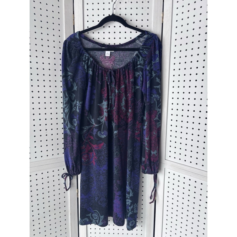 Dressbarn Women's 10 Floral Damask Sweater Knee Dress Round Neck